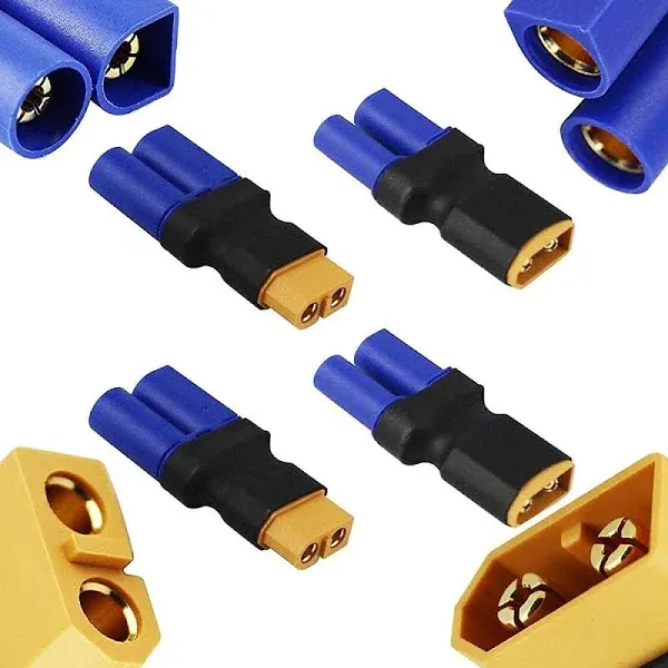 4pcs Female XT60 to Male EC5 Adapter, Female XT60 to Male EC5 Connector Adapter No Wires RC LiPo Battery Connectors