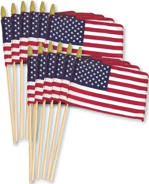 US Stick Flag Wood Stick with Spear Tip 8&#034; x 12&#034;