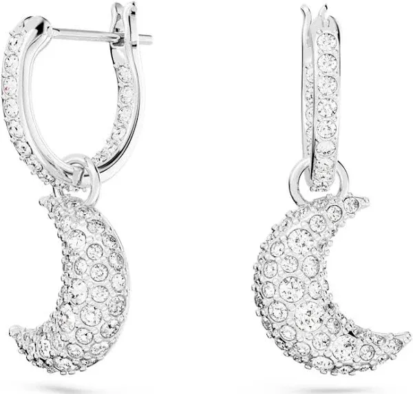 Swarovski Crystal Luna Rhodium-Plated White Drop Earrings