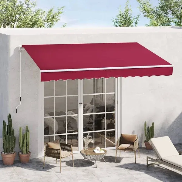 Outsunny 12' x 10' Retractable Awning Patio Awnings Sun Shade Shelter with Manual Crank Handle