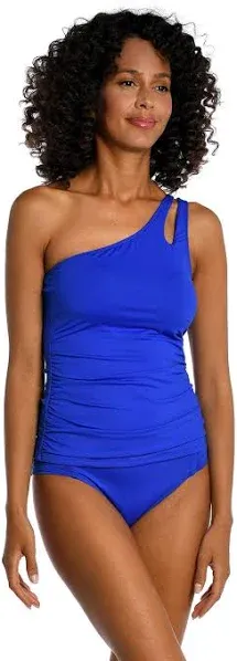 La Blanca Standard Island Goddess One Shoulder Keyhole Tankini Top ONLY Orange 6