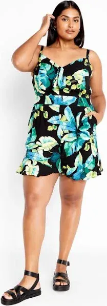 City Chic Women's Plus Size Oasis Print Romper