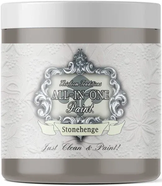 All-in-One Paint, Stonehenge (Mid-Tone Greige), 8 fl oz Sample. Durable Cabinet and Furniture Paint. Built in Primer and Top Coat, No Sanding Needed.