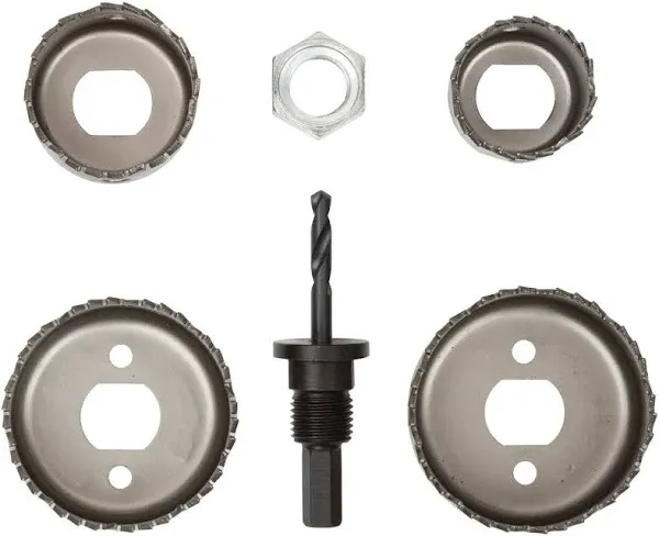 NEW Black &amp; Decker 5 Piece Hole Saw Set 1-1/4&#034;, 1-1/2&#034;,  2&#034;,  2-1/8&#034; &amp; Mandrel