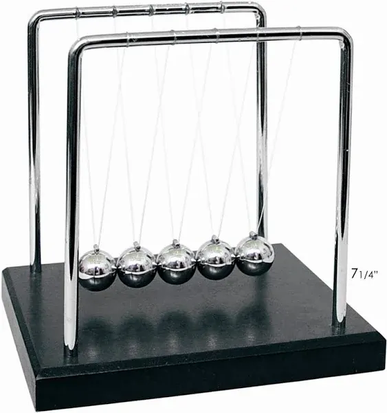 PowerTRC Newtons Cradle Balance Balls 7 1/4&#034; | Science Physics Gadget | Desk Toy