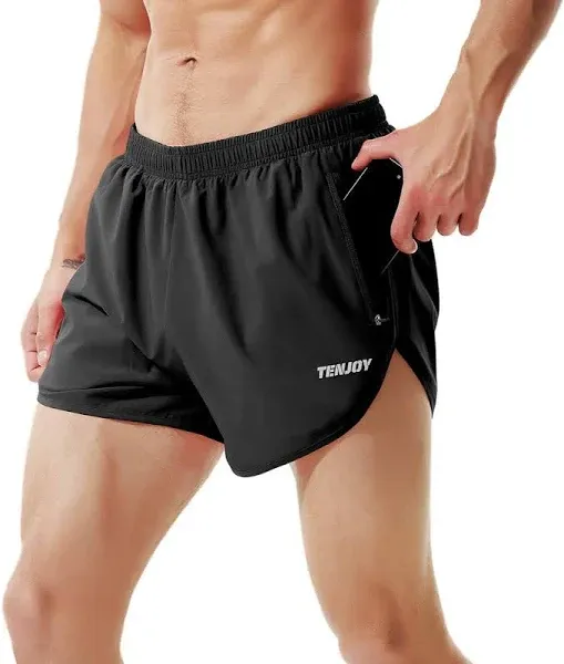 Tenjoy Men Running Shorts Gym Athletic Workout Shorts for Men Shorts Size Small