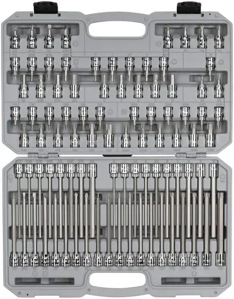 TEKTON 3/8 Inch Drive Hex, Torx, TR Torx, Phillips, Slotted, Square Bit Socket Set (91-Piece) | SHB91312