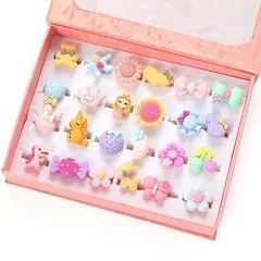 Pinksheep Little Girl Jewel Rings In Box, Adjustable, No Duplication, Girl ...