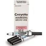 Crayola Broad Line Washable Markers, Broad Bullet Tip, Black, 12/Box