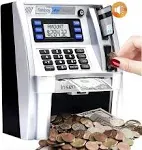 Upgraded ATM Savings Bank, Piggy Bank Machine for Real Money with Card, Bill Box