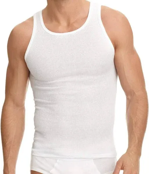 Maggshop 3-6 Packs Mens 100% Cotton Tank Top A-Shirt Wife Beater Undershirt Ribbed Black, White