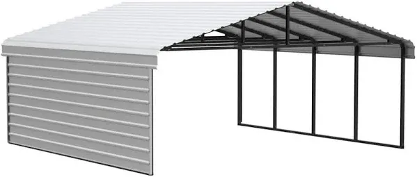 Arrow 20-ft W x 20-ft L x 9-ft H Eggshell Metal Carport in White | CPH202009ECL1