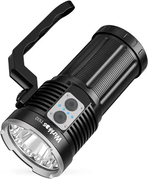 Wurkkos TS32 Rechargeable Flashlight 13000 High Lumen, IP68 Waterproof Led Flashlight with 12 * 519A &1* Led, Emergency Flashlight Support Discharge, Dual Switch Flashlight for Camping Hiking