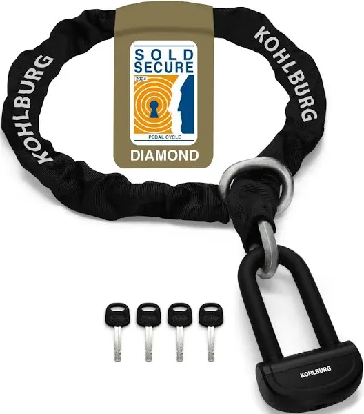 18 lbs massive motorcycle security chain lock - 7 ft long with our highest German Security Level 10plus of 10 - heavy duty steel chain 0.5" as anti theft motorcycle lock, scooter & ebike lock