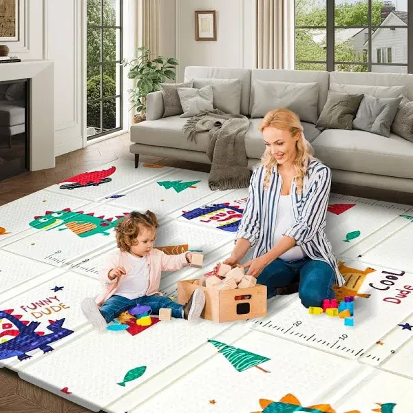 Baby Play Mat,74&#034; x 50&#034; Baby Playmat for Playpen,Foldab<wbr/>le Double-Sided Patter...