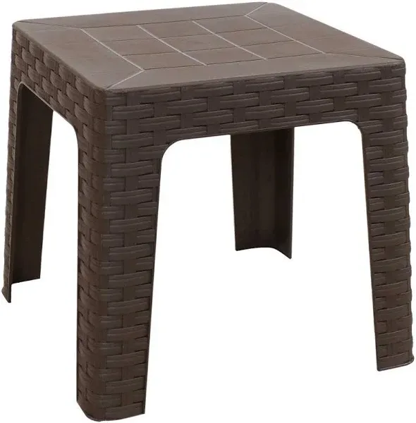 Sunnydaze 18" Plastic Square Patio Side Table Brown / 2