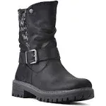 Cliffs White Mountain Womens Boot Black Sz 6M Mingle Gathered Mid-Calf Moto