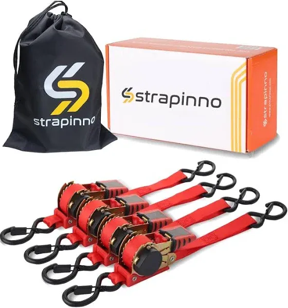 Retractable Ratchet Straps 1 in X 10 Ft, Secure Tie-Downs with Rubber-Coated