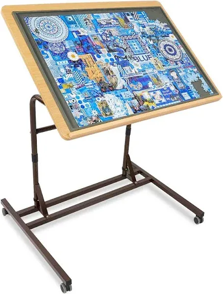 ALL4JIG Adjustable Wooden Jigsaw Puzzle Table with Wheels