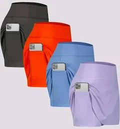 Real Essentials 4 Pack Women's Active Skort Lightweight Comfy & Breathable Tennis Golf Skirt