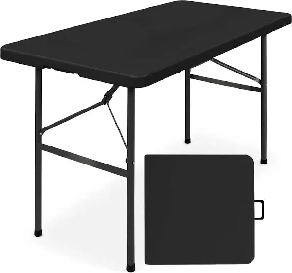 Best Choice Products 4ft Plastic Folding Table Indoor Outdoor Heavy Duty Portable w/Handle