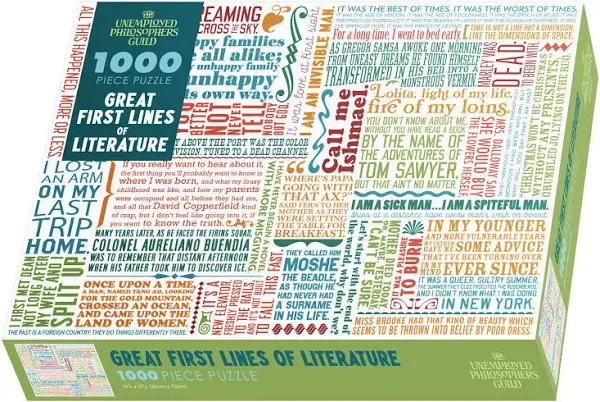 The Unemployed Philosophers Guild First Lines of Literature Jigsaw Puzzle - 1000 Pieces - Includes Mini Poster with Puzzle Art