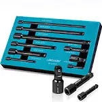 Libraton 9pcs Extension Bar Set, 1/4", 3/8" and 1/2" Drive Socket Extension, CR-V Extension Bar Set, with EVA Storage Tray