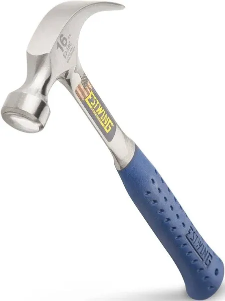 Estwing Hammer - 16 oz Curved Claw with Smooth Face &amp; Shock Reduction Grip -