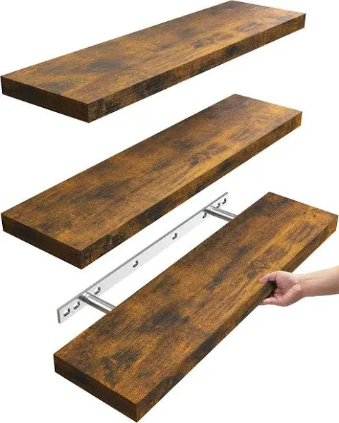 BAYKA Floating Shelves for Wall 22.5 inches Wall Mounted Rustic Wood Shelves for Bathroom