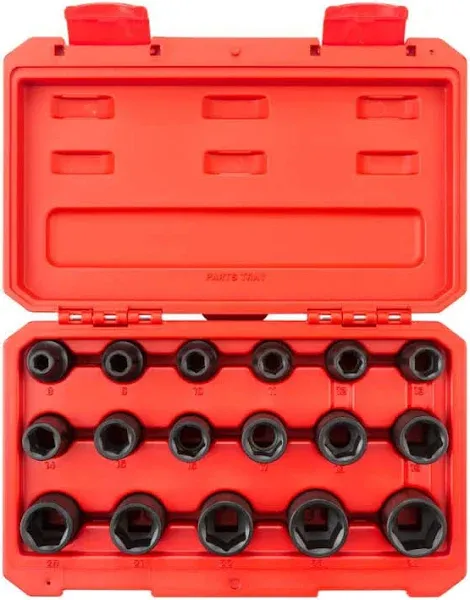 Tekton 1/2 inch Drive 6-Point Impact Socket Set 17-Piece 8-24 mm | SID92321