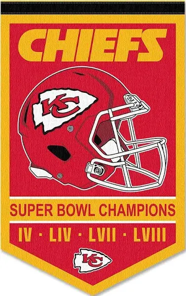 Kansas City Chiefs 4 Time Super Bowl Champions Banner Pennant