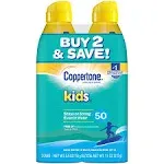 Coppertone Kids Sunscreen Spray SPF 50, Twin Pack (5.5 oz Each)