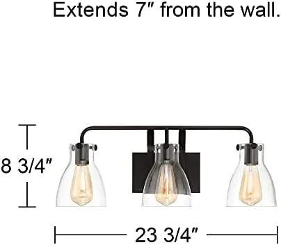 Cyn Industrial Wall Light Bronze Hardwired 23 3/4" Wide 3-Light Fixture Clear ...