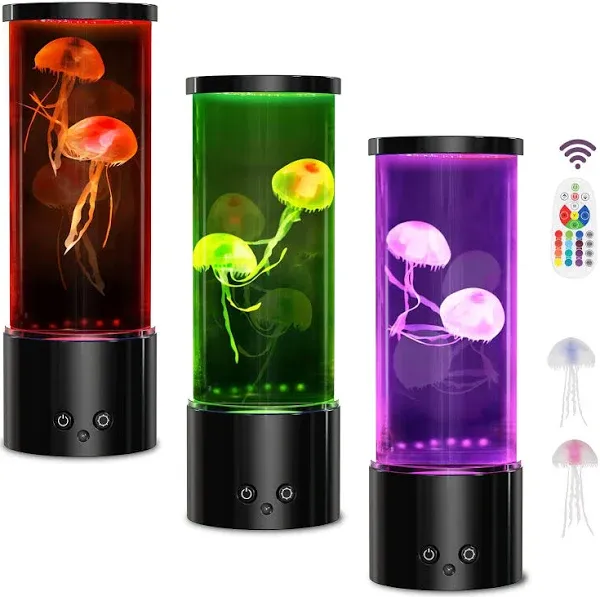 Jellyfish Lamp, 17 Color Changing Jelly Fish Tank Mood Lamps for 11.5&#034; Black