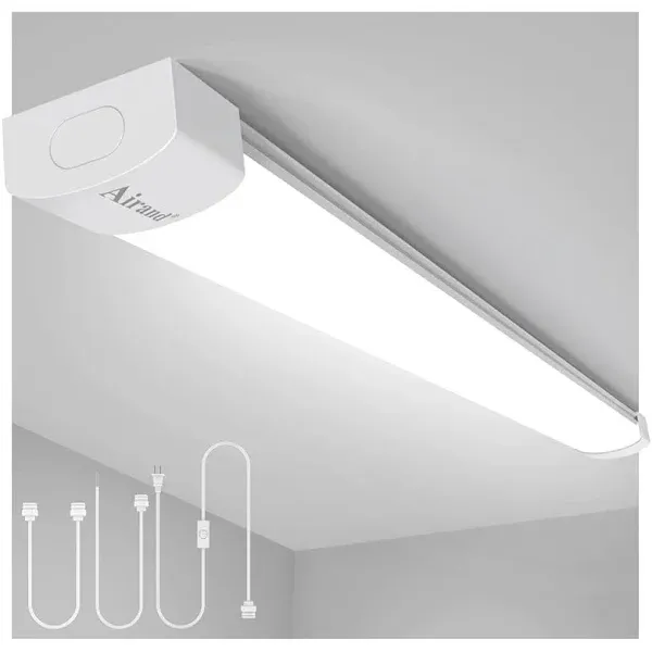 Airand Utility LED Shop Light Fixture 4ft Plug in Ceiling Lights LED Tube Light for Kitchen Bathroom Garage Basement Office Long LED S