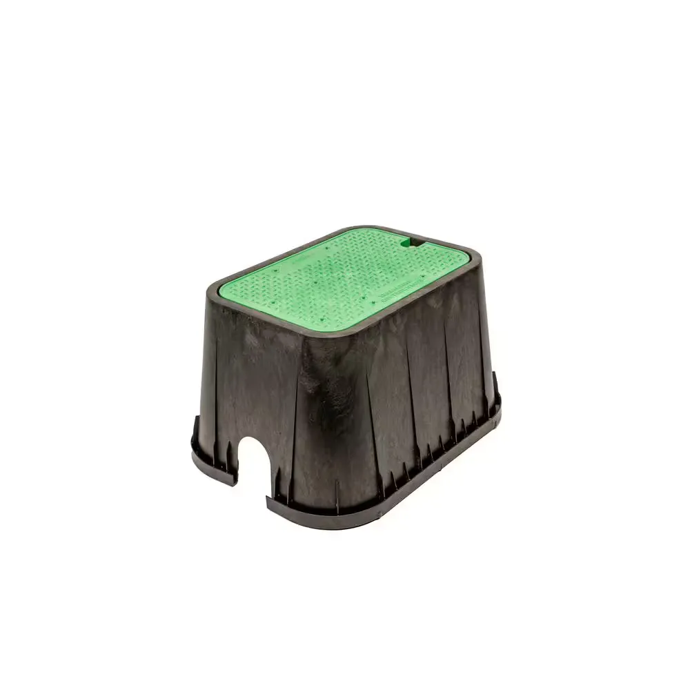 14 In. X 19 In. Rectangular Valve Box and Cover, Black Box, Green ICV Cover