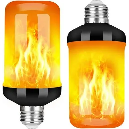 Y- Stop LED Flame Effect Fire Light Bulb - Upgraded 4 Modes Flickering Fire Halloween Decorations Lights - E26 Base Flame Bulb with Upside Down