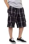 Shaka Wear Men's Relaxed Fit Plaid Cargo Shorts