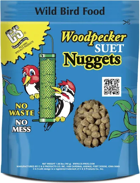 C&S Products Woodpecker No Melt Suet Nuggets, 27 oz., Wild Bird Food, 1 Pack, Fresh