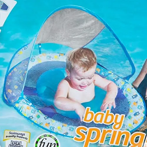 Swimways Baby Spring Float Sun Canopy - Blue Sea Monster 6067868