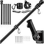 5ft. to 6ft. Upgraded Flag Pole Kit w/Mutil-Position Adjustable Bracket Holder w/Spinning Rings 1 in. Metal Flagpole Kit