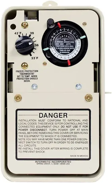 Intermatic PF1102T Timer Mechanism Installation Timer with Thermostat