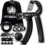 FitBeast Hand Grip Set - Forearm Strengthener Kit, 5 Pack Adjustable Resistance, Finger Exerciser, Hand Grip Strengthener, Plastic, Black