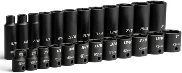 Capri Tools 3/8 in. Drive SAE Shallow and Deep Impact Socket Set (24-Piece)