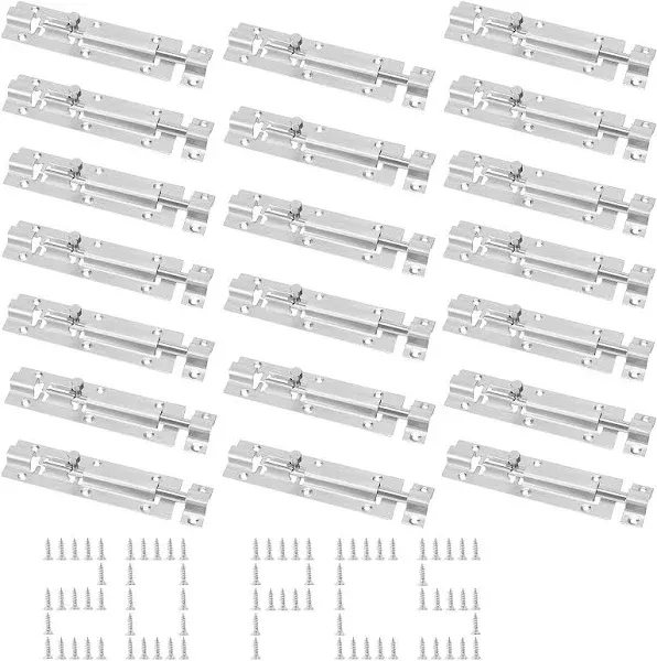 20 Pack 5 Inch Barrel Bolt Latch, Stainless Steel Slide Bolt Lock with 160 Mo...