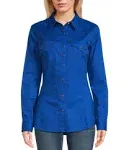 Wrangler Long Sleeve Western Shirt, Blue, M