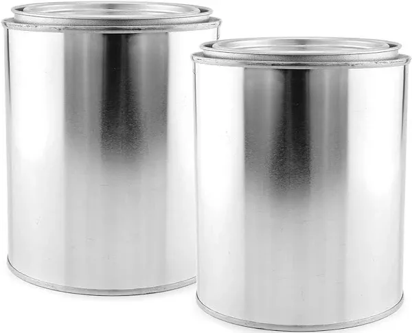 Empty Quart Paint Cans with Lids (2 Pack); Unlined Metal Paint Cans Value Pack