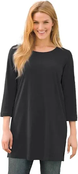 Woman Within Women's Perfect Three-Quarter-Sleeve Scoopneck Tunic