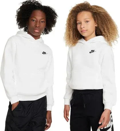 Kids' Nike Sportswear Club Fleece Hoodie Small White/Black