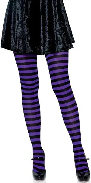 Plus Size Black/White Striped Women's Tights | Costume Tights